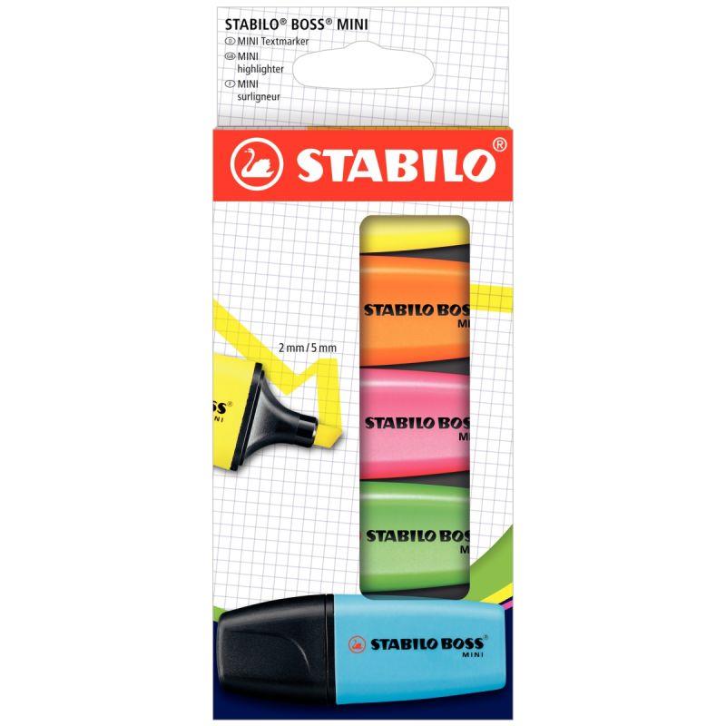 Image de  Boîte de 5 surligneurs Boss mini assortis 