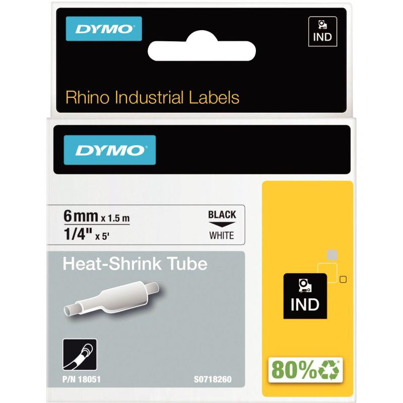 Image de  Recharge DYMO gaine thermorétractable 6mm x 1,5m noir sur blanc 
