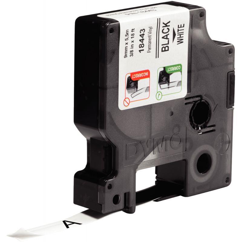 Image de  Recharge DYMO ruban vinyle 9mm x 5,5m noir sur blanc 