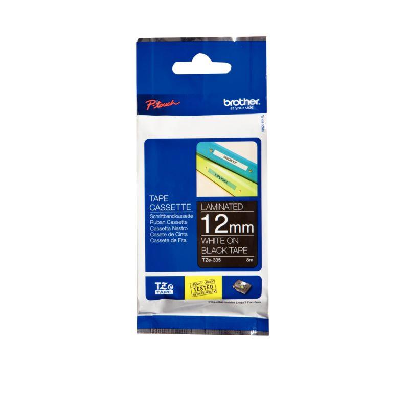 Image de  Recharge de ruban TZE 335 blanc sur noir 12 mm 