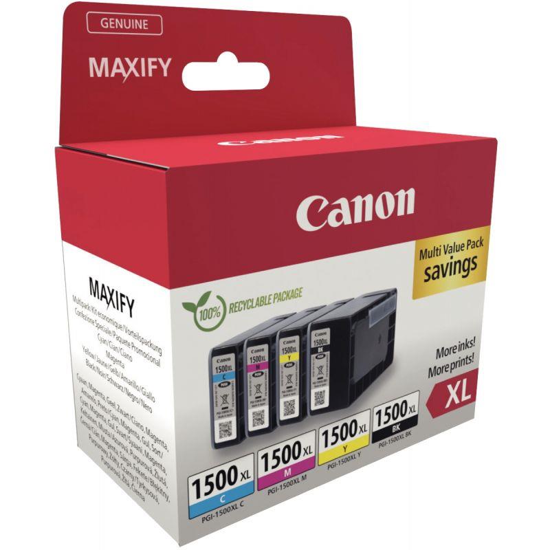 Image de  Canon 1500XL lot 4 cartouches encre NCMJ haute capacité authentique PGI1500BKCMJ XL 