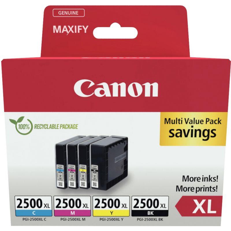 Image de  Canon 2500XL lot 4 cartouches encre NCMJ haute capacité authentique PGI2500BKCMJ XL 