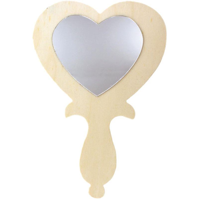Image de  Lot de 10 miroirs à main en bois déco cœur 