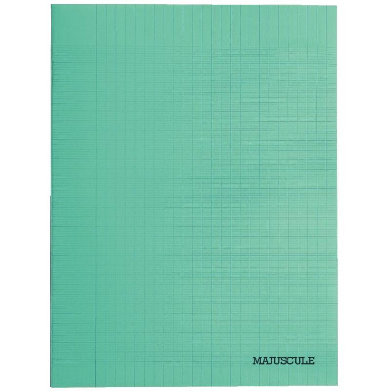 Image de  Piqûre 48 pages MAJUSCULE, format A4, papier blanc 90g, seyès, couverture polypropylène vert 