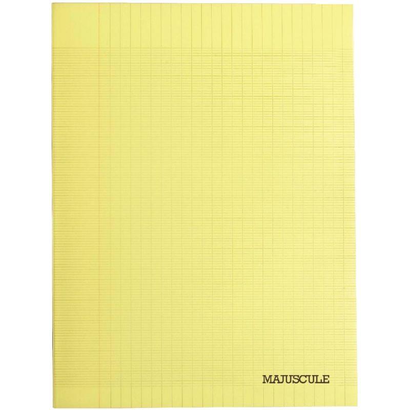 Image de  Piqûre 140 pages MAJUSCULE, format 24x32 cm, papier blanc 90g, seyès, couverture polypropylène jaune 