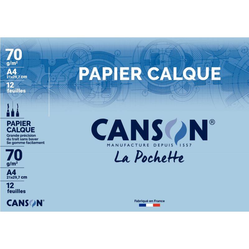 Image de  Pochette de 12 feuilles de papier calque satin format 21x29,7cm 70g 