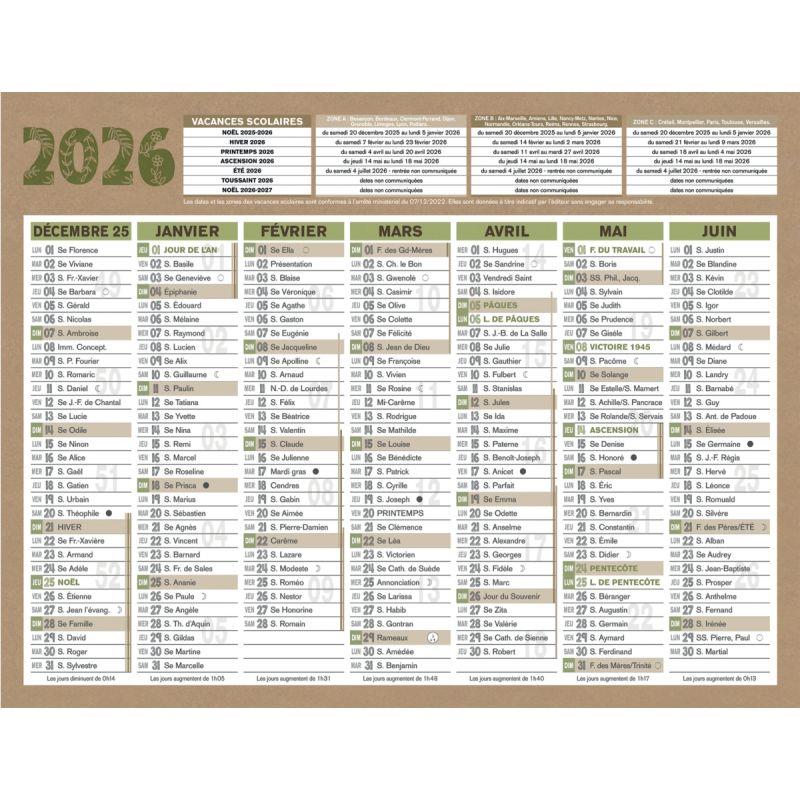 Image de  Calendrier semestriel 7 mois par face Natura 13,5x17,5cm 