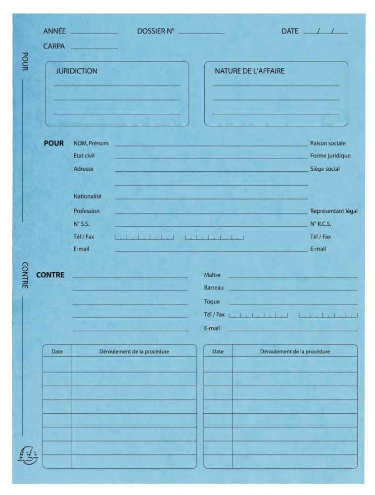 Image de  Paquet 25 chemises procédure 265 grammes turquoise 
