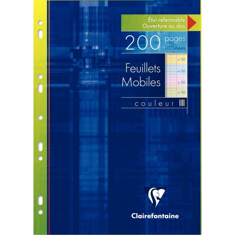 Image de  Etui de 100 feuillets mobiles, format A4, séyès, papier 90g, 4 coloris assortis 