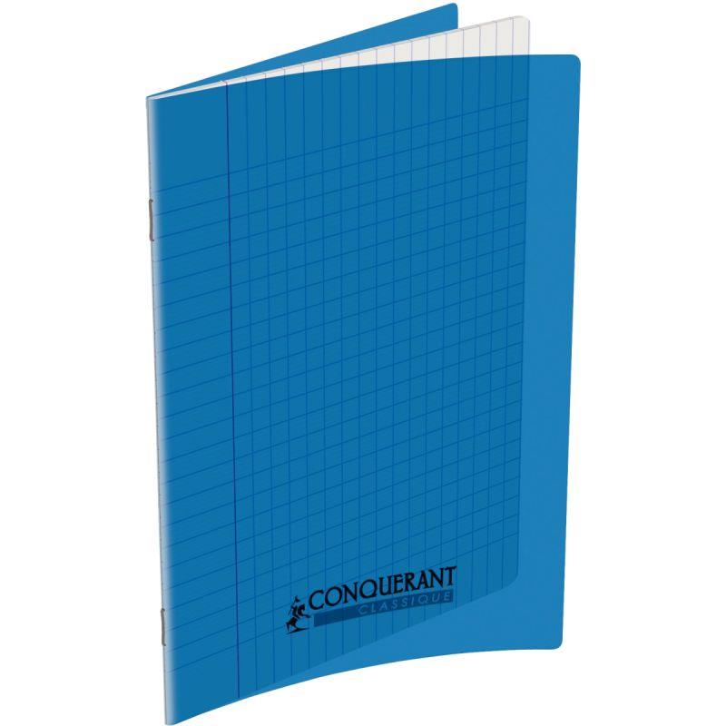 Image de  Piqûre 96 pages CONQUERANT, 17x22 cm, seyès, couv PP bleu 