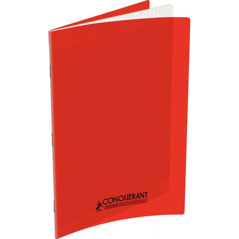 Image de  Piqûre 96 pages CONQUERANT, A4, seyès, couv PP rouge 