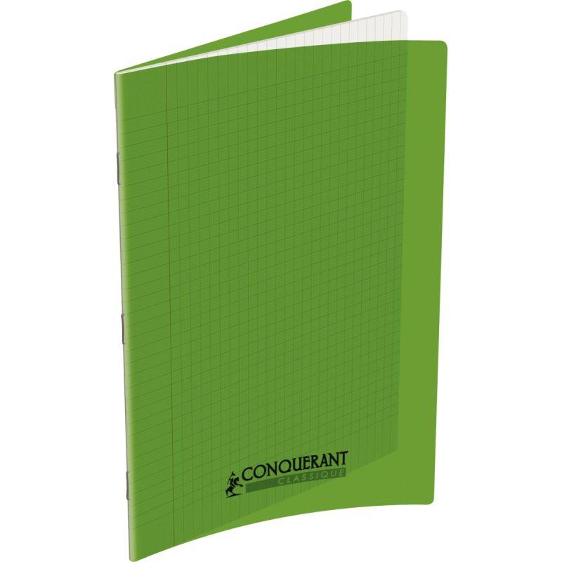 Image de  Piqûre 96 pages CONQUERANT, A4, seyès, couv PP vert 