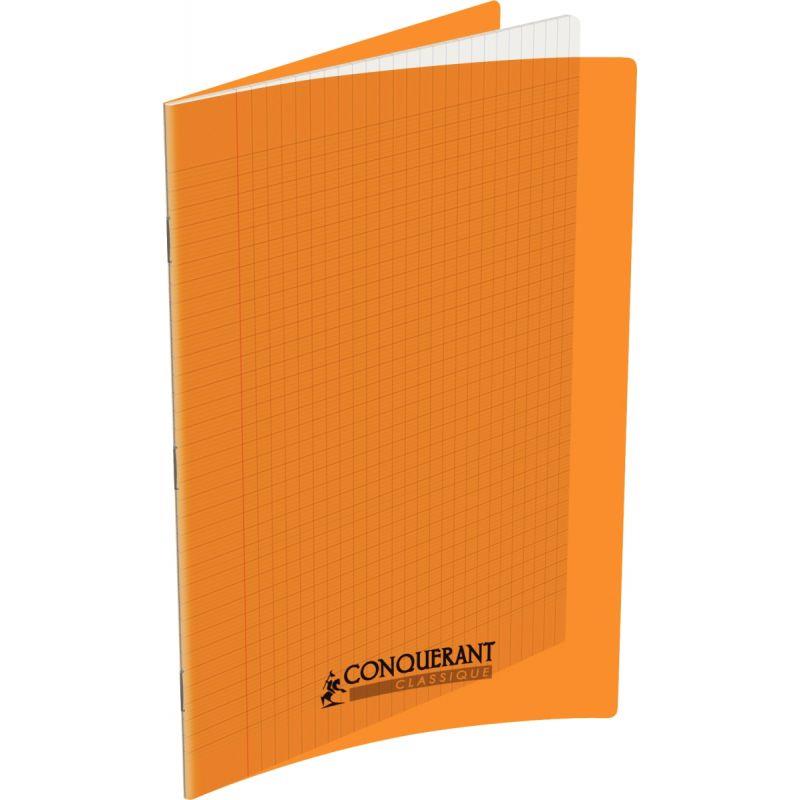 Image de  Piqûre 96 pages CONQUERANT, A4, seyès, couv PP orange 
