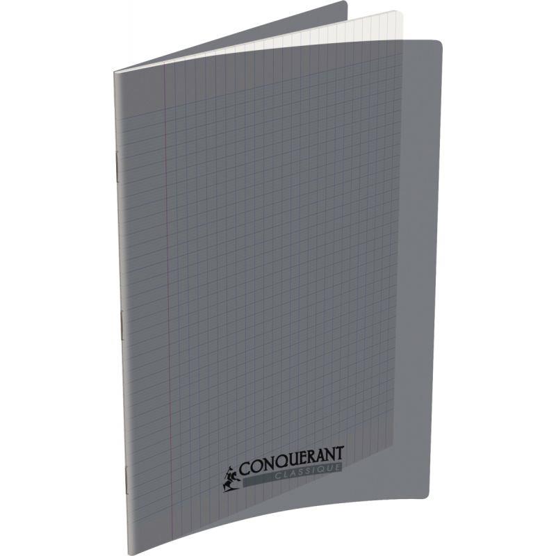 Image de  Piqûre 96 pages CONQUERANT, A4, seyès, couv PP gris 
