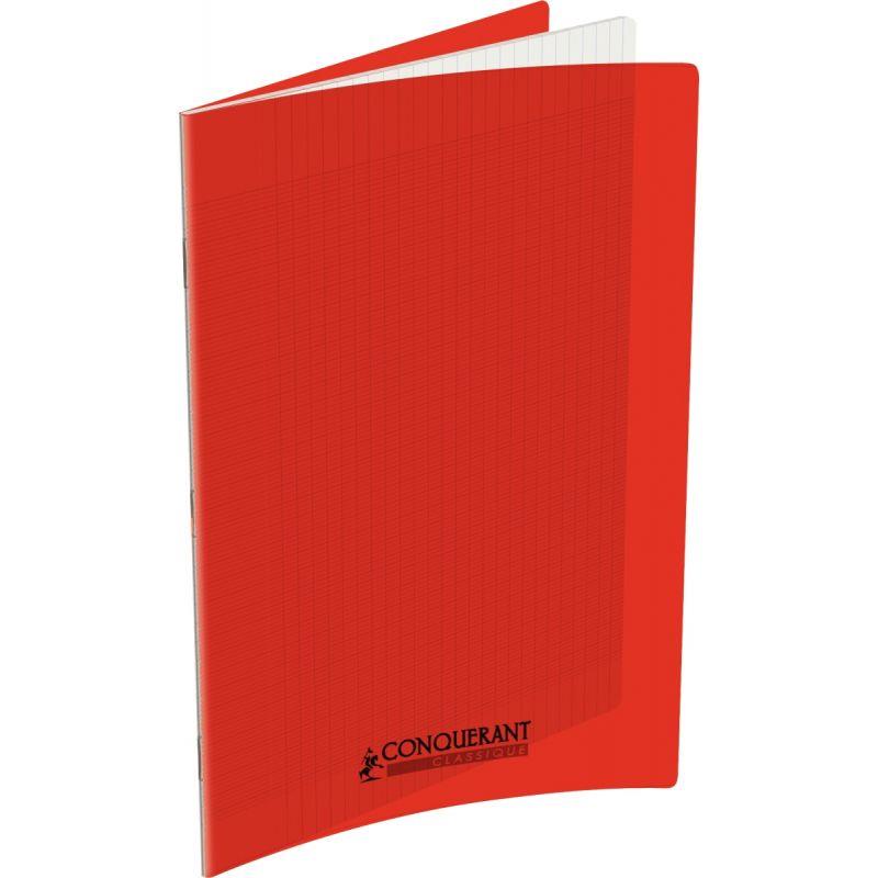 Image de  Piqûre 48 pages CONQUERANT, 24x32 cm, seyès, couv PP rouge 