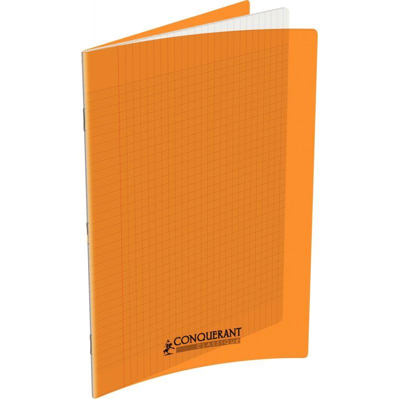 Image de  Piqûre 96 pages CONQUERANT, 24x32 cm, seyès, couv PP orange 