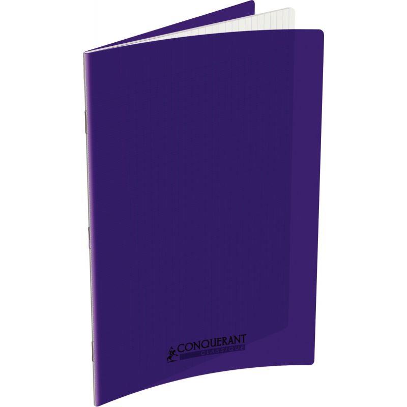 Image de  Piqûre 96 pages CONQUERANT, 24x32 cm, seyès, couv PP violet 