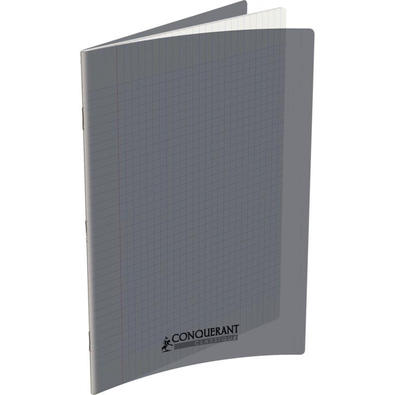 Image de  Piqûre 96 pages CONQUERANT, 24x32 cm, seyès, couv PP gris 