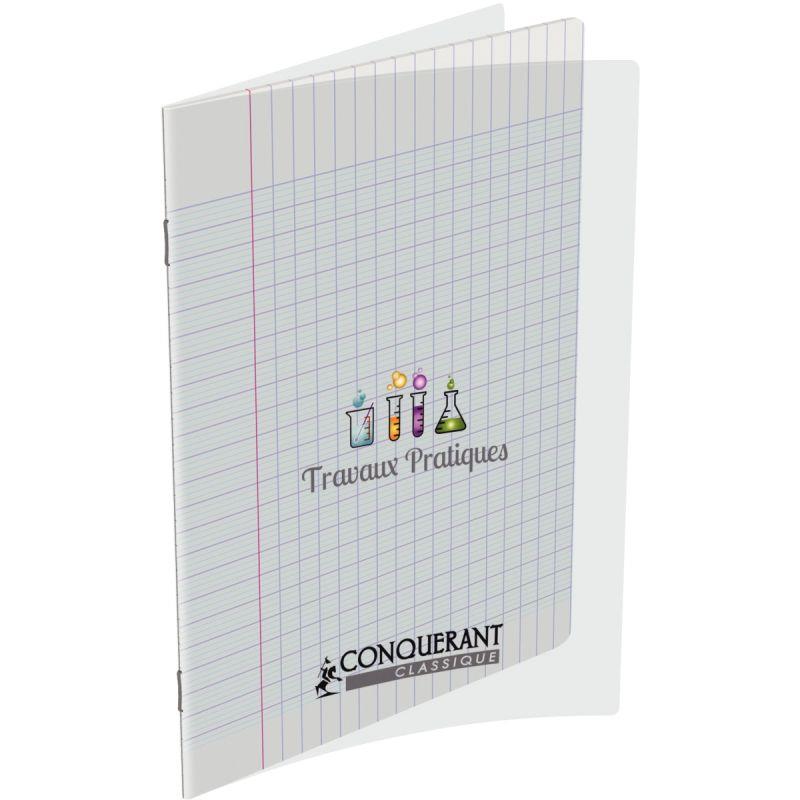 Image de  Cahier travaux pratiques 64 pages CONQUERANT, 17x22 cm, seyès/uni 120g, couv PP incolore 