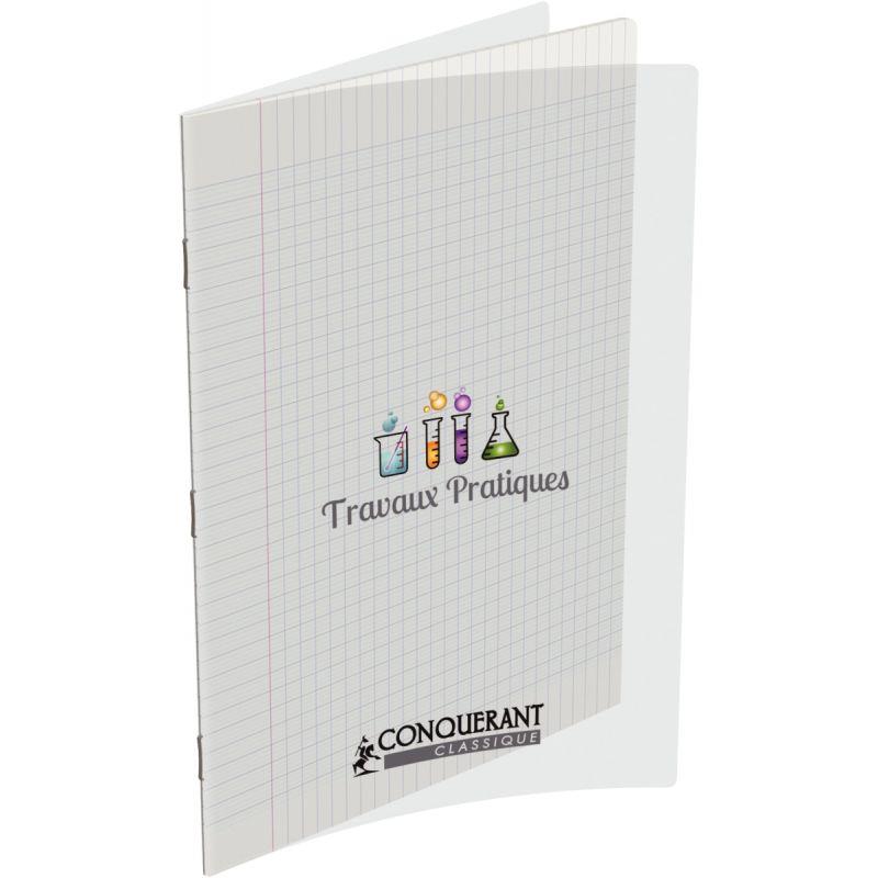 Image de  Cahier travaux pratiques 96 pages CONQUERANT, 24x32 cm, seyès/uni 90g, couv PP incolore 