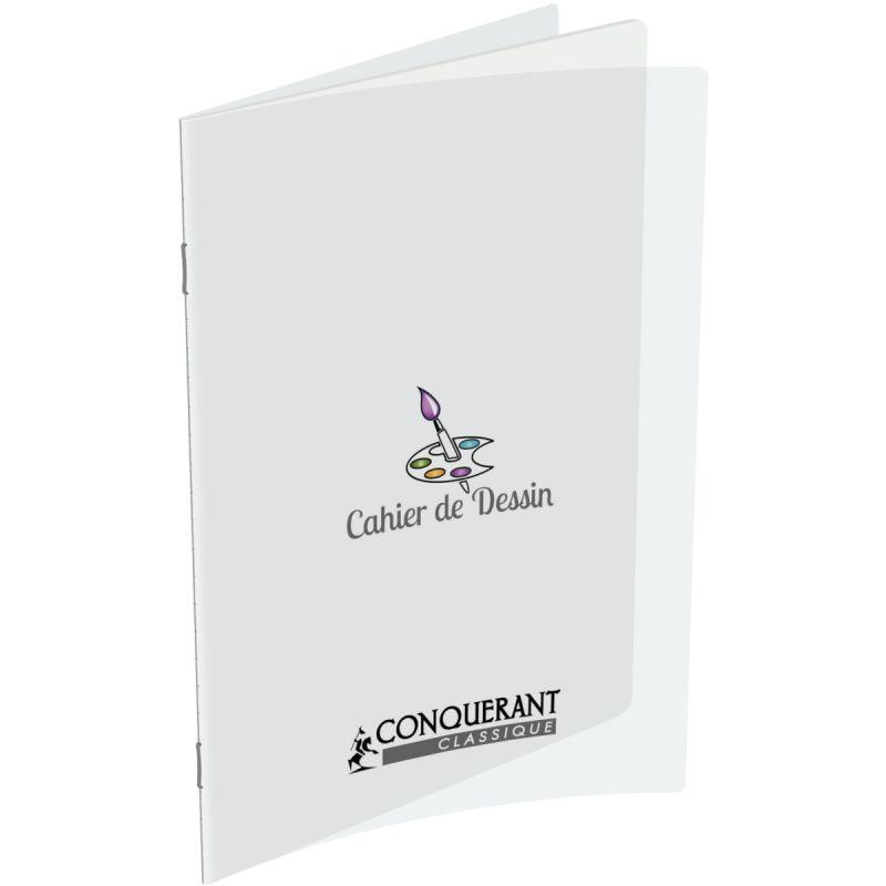 Image de  Cahier de dessin 48 pages CONQUERANT, 24x32 cm, uni 120g, couv PP incolore 