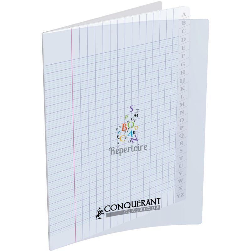 Image de  Répertoire piqué 96 pages CONQUERANT, format 17x22 cm, seyès, couv PP incolore 
