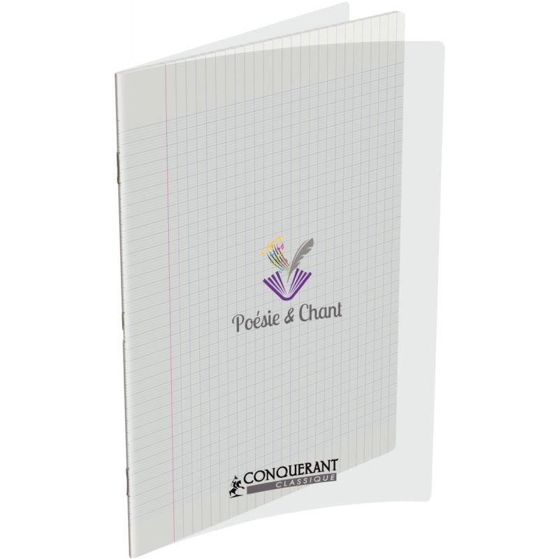 Image de  Cahier de poésie 48 pages CONQUERANT, 24x32 cm, seyès/uni 90g, couv PP incolore 