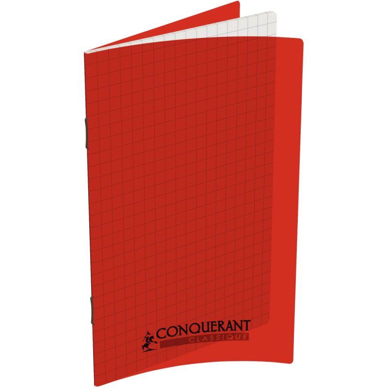 Image de  Carnet piqué 96 pages CONQUERANT, format 9x14 cm, quadrillé 5x5, couv PP rouge 