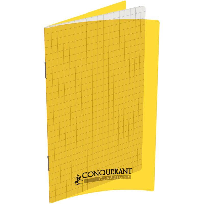 Image de  Carnet piqué 96 pages CONQUERANT, format 11x17 cm, quadrillé 5x5, couv PP jaune 