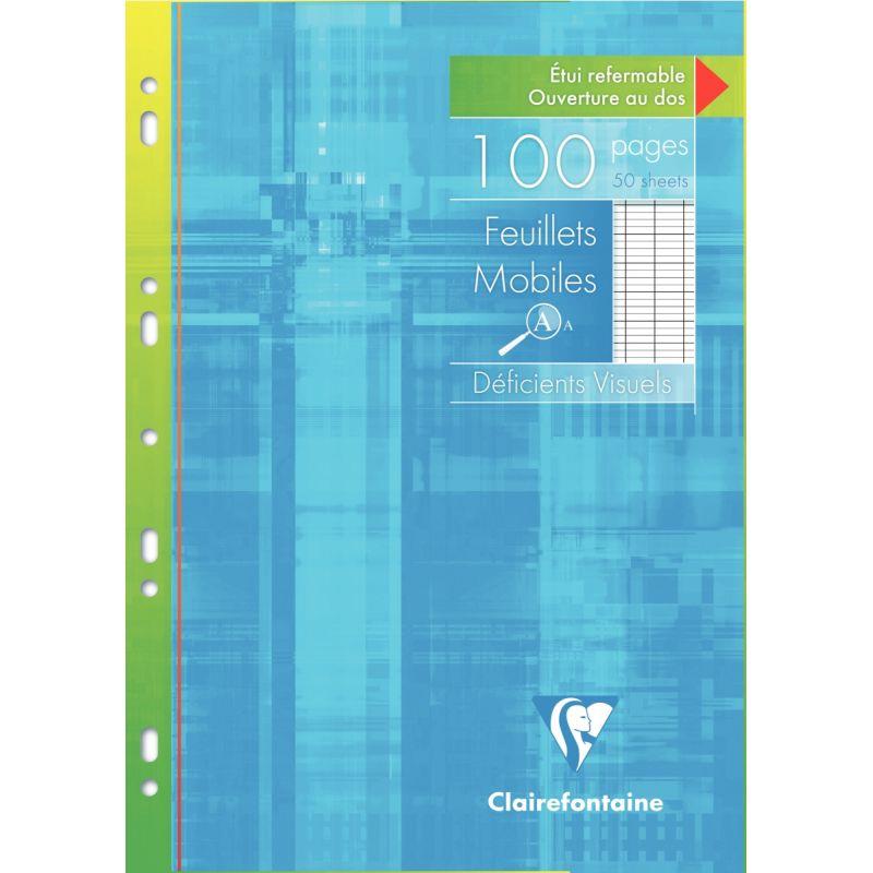 Image de  Etui de 50 feuillets mobiles CLAIREFONTAINE, format A4, seyès 2,5 mm agrandi, blanc 