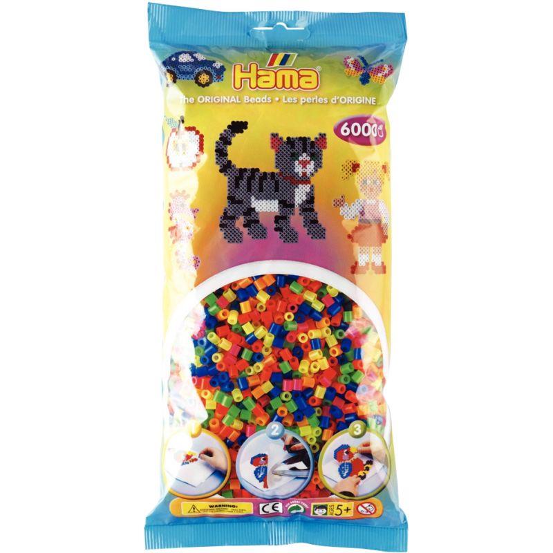 Image de  Sachet de 6 000 perles Hama à repasser taille midi néon 