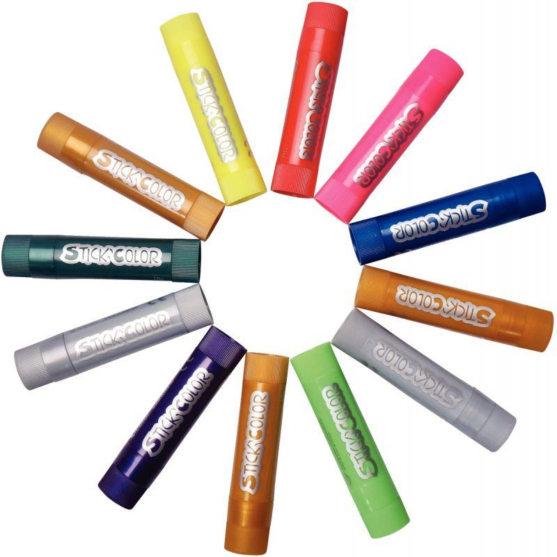 Image de  Boite de 12 sticks de gouache, coloris  Fluo et métal 