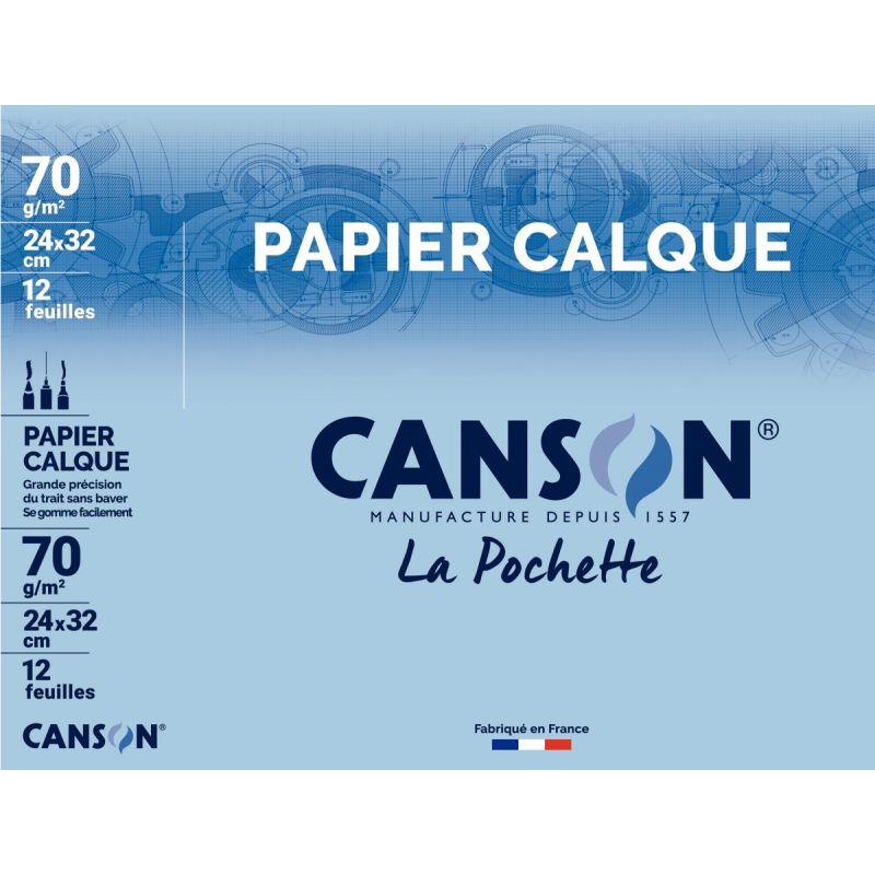 Image de  Pochette de 12 feuilles de papier calque 24x32cm 70g 