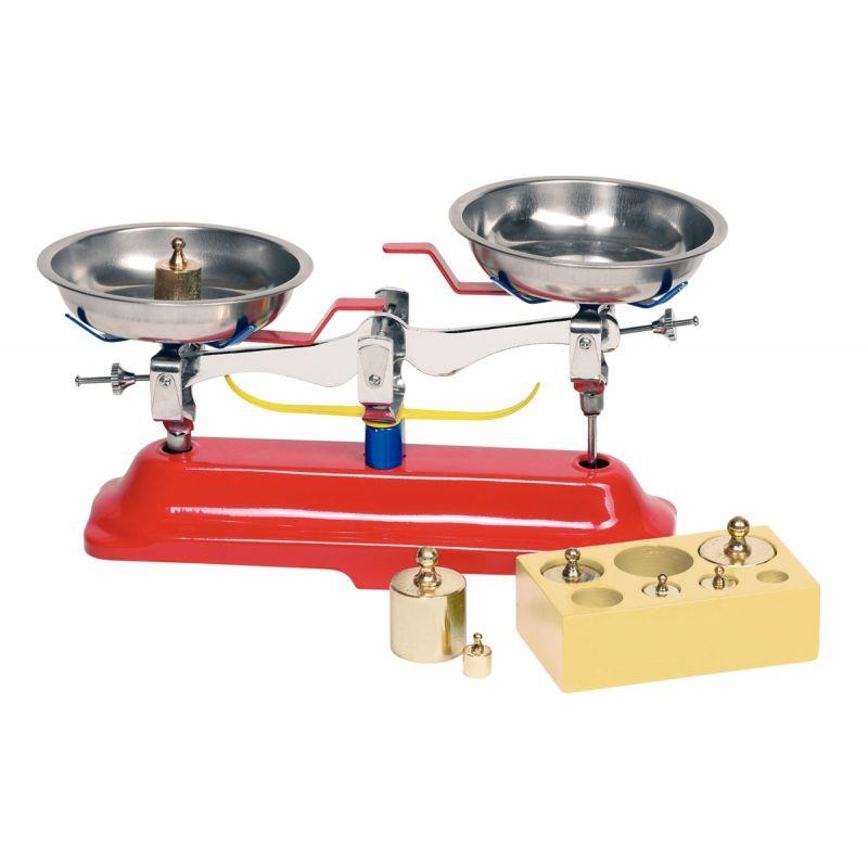 Image de  Balance en métal 2 plateaux + 7 poids 