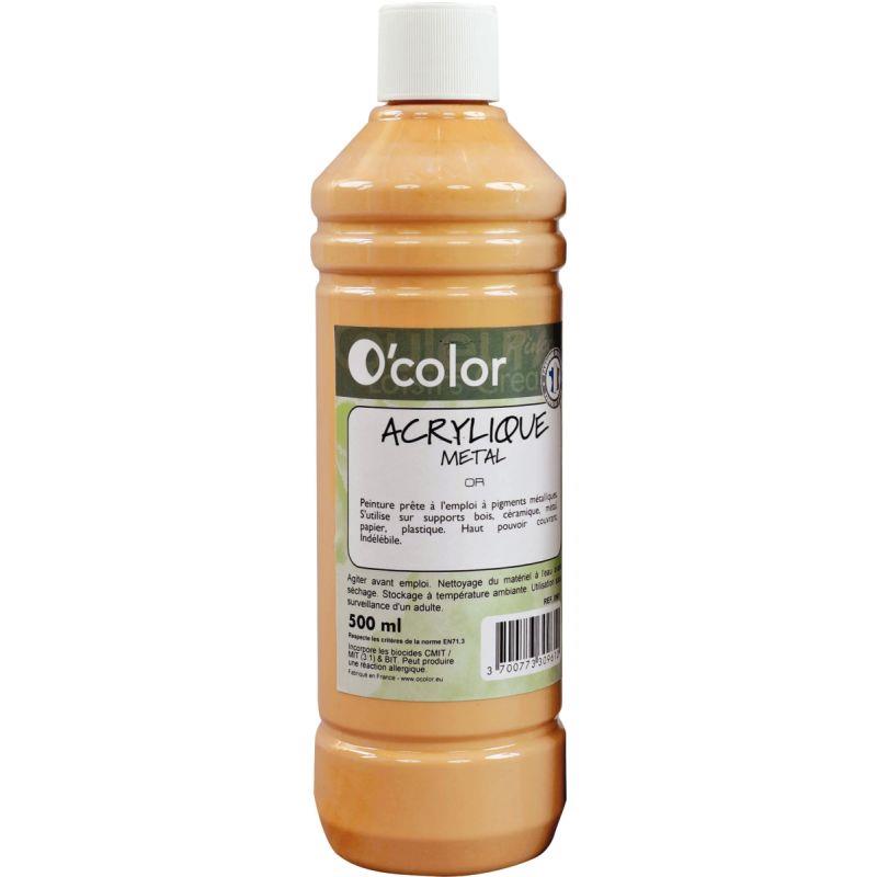 Image de  Flacon de 500 ml de peinture acrylique, coloris métallique or 