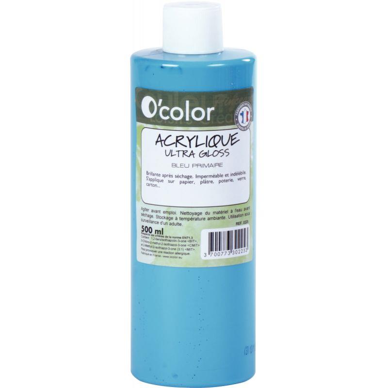 Image de  Flacon 500ml de peinture acrylique O''COLOR, bleu 