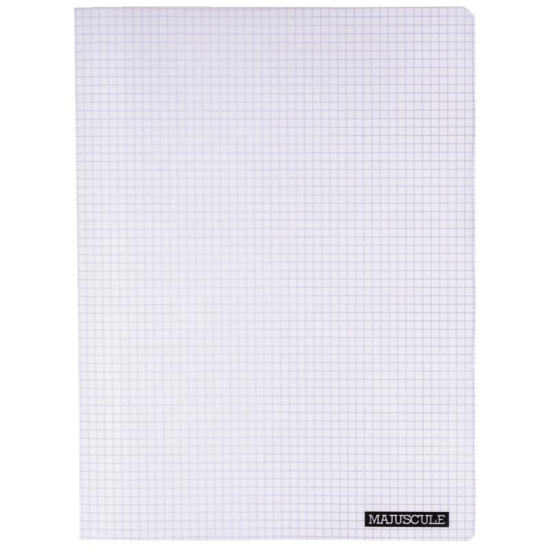 Image de  Piqûre 48 pages MAJUSCULE, format 24x32 cm, papier blanc 90g, quadrillé 5x5, couverture PP incolore 