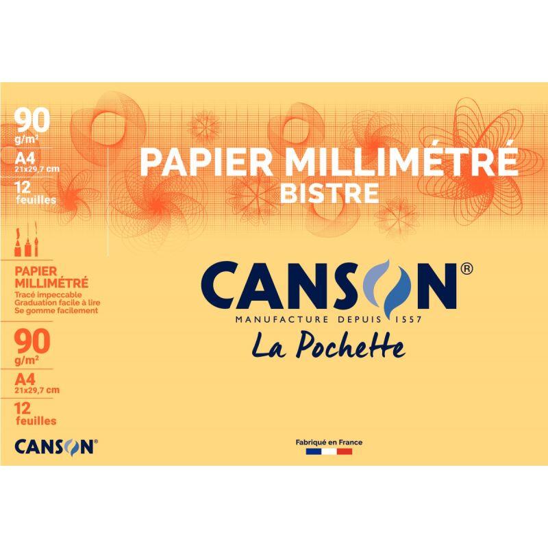 Image de  Pochette de 12 feuilles de papier millimétré 21x29,7cm 90g 