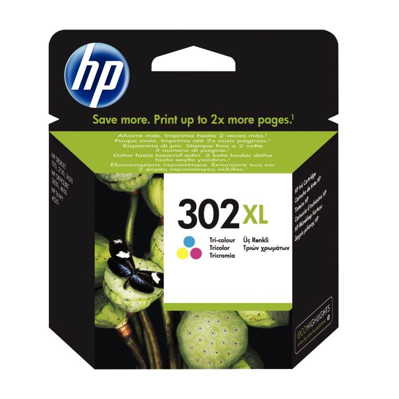 Image de  HP 302XL cartouche d''encre trois couleurs grande capacité authentique (F6U67AE) 