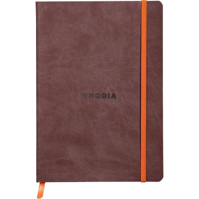 Image de  Carnet 160 pages RHODIARAMA format A5, ligné, couverture souple en simili cuir, chocolat 