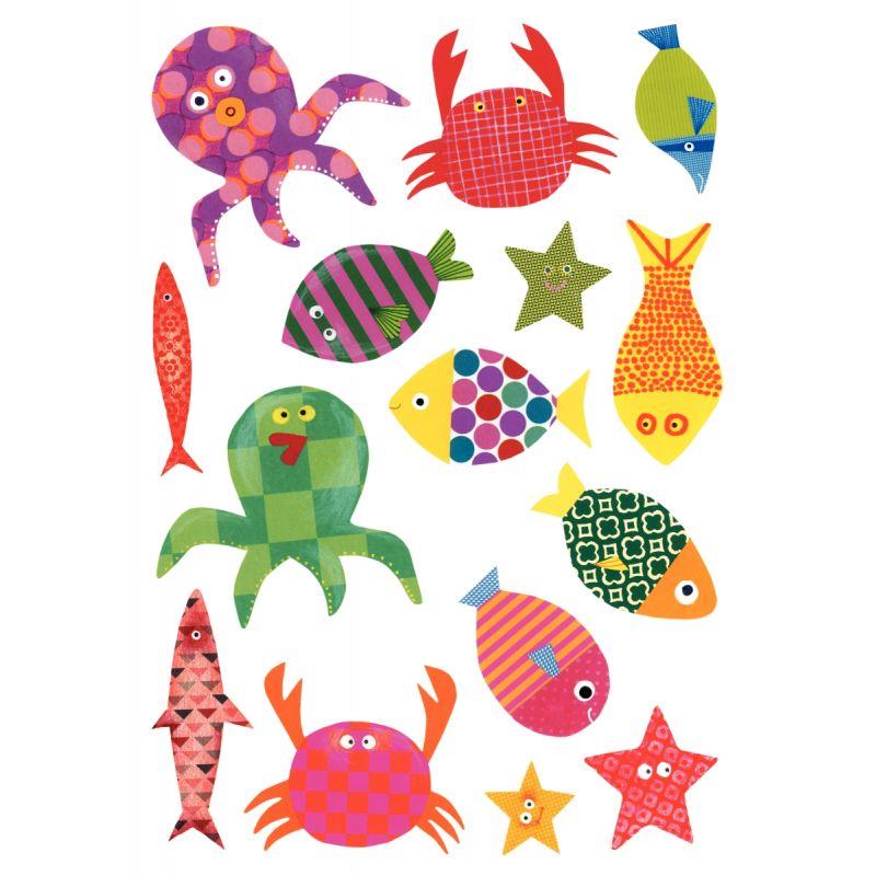 Image de  Pochette de 93 maxi gomettes baby poisson, adhésives repositionnables 