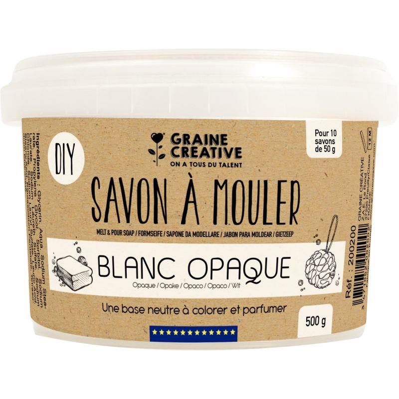 Image de  Pot de 500 grammes de savon à mouler blanc opaque 
