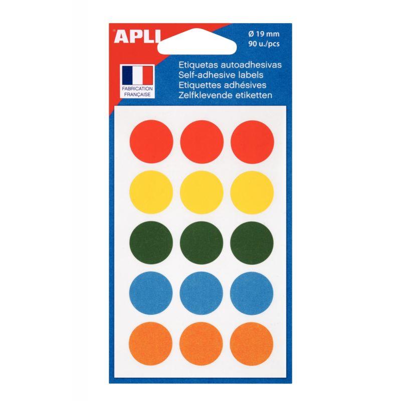 Image de  Etui de 90 pastilles de couleur diamètre 19mm coloris assortis 