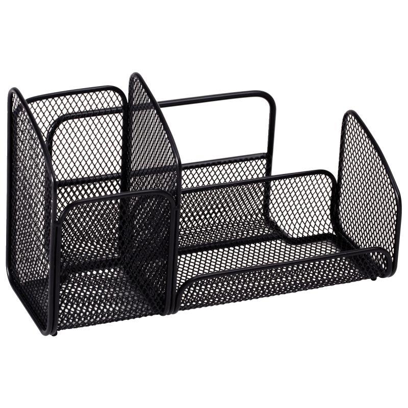 Image de  Organiseur de bureau 3 compartiments MESH en métal noir 