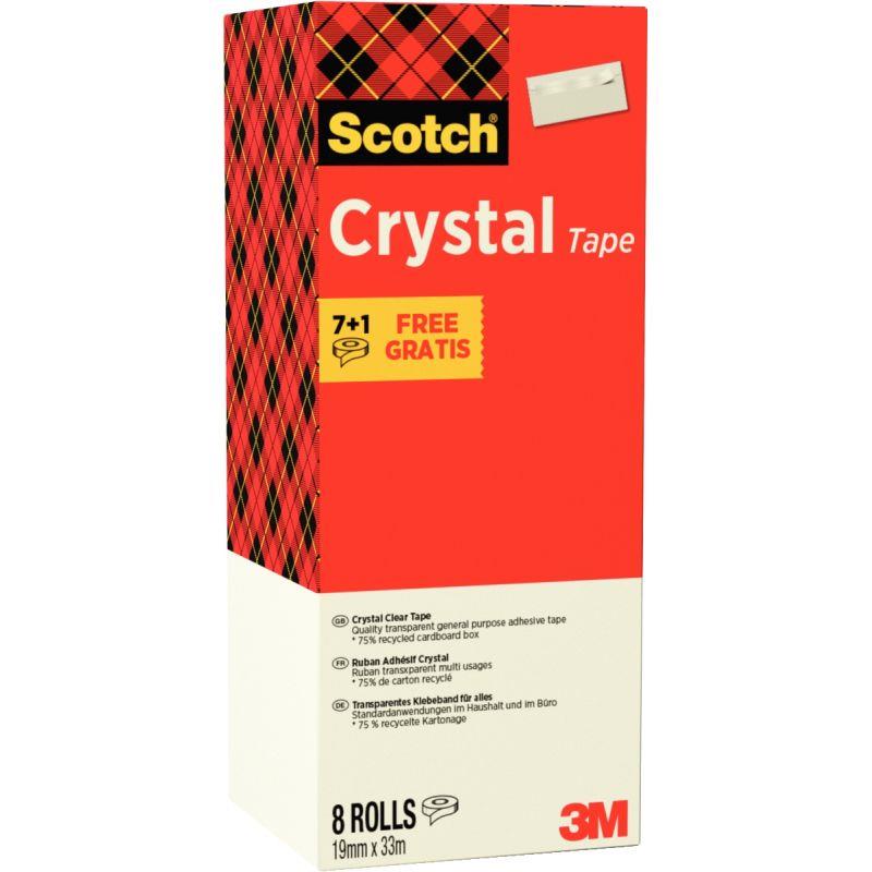 Image de  Tour de 8 rouleaux adhésifs transparents Cristal 19mmx33m 