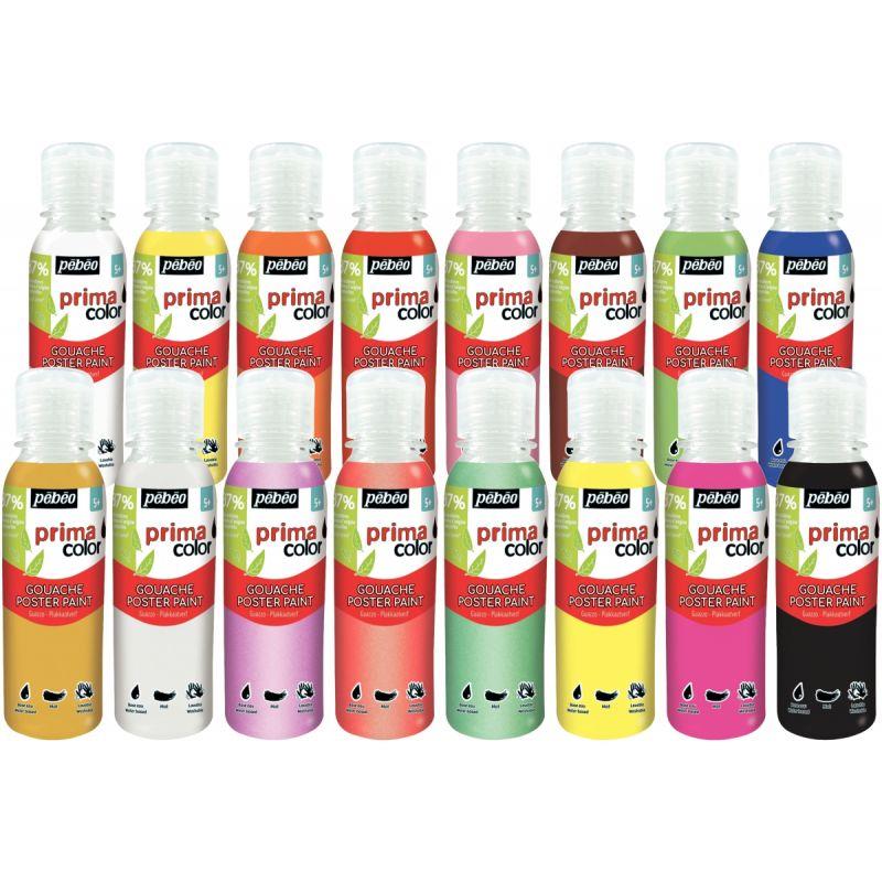 Image de  Carton de 16 Flacons 150ml de gouache PRIMACOLOR, couleurs assorties 