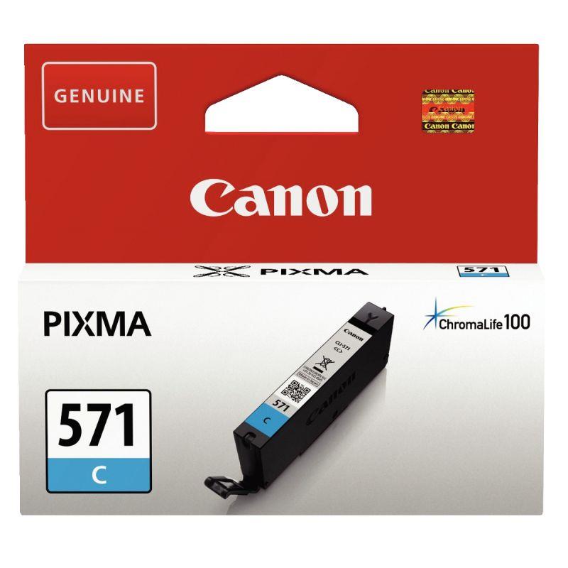 Image de  Canon 571 cartouche jet d''encre cyan authentique (CLI571C) 