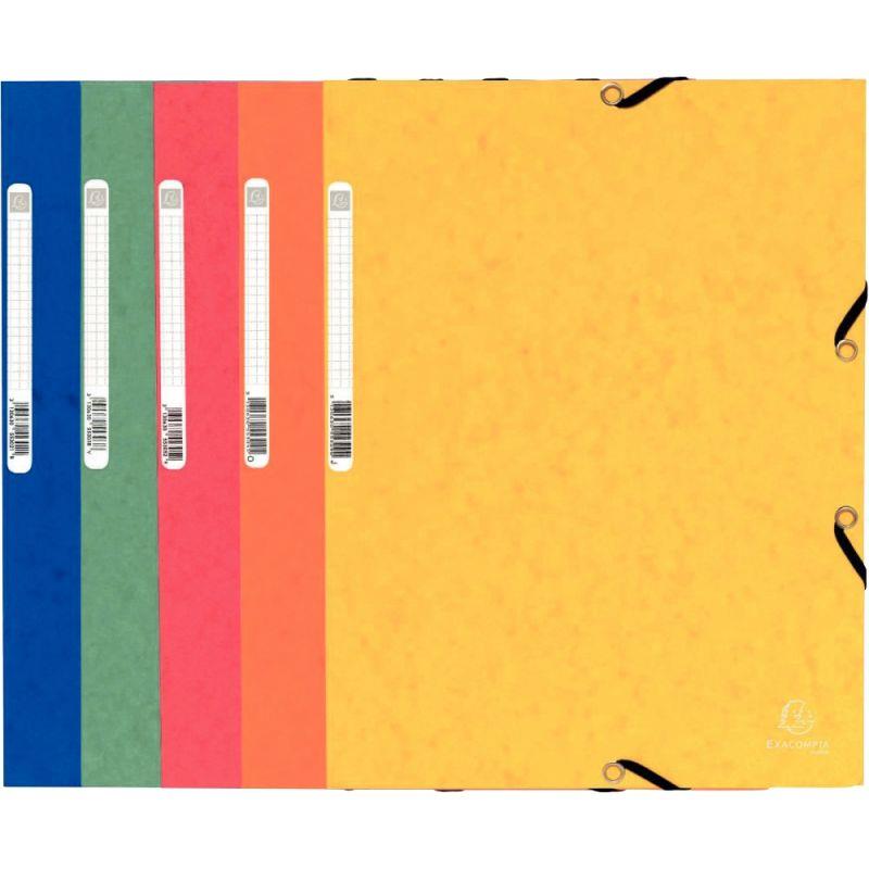 Image de  Paquet de 10 chemises 3 rabats à élastiques en carte lustrée 355g, coloris assortis 