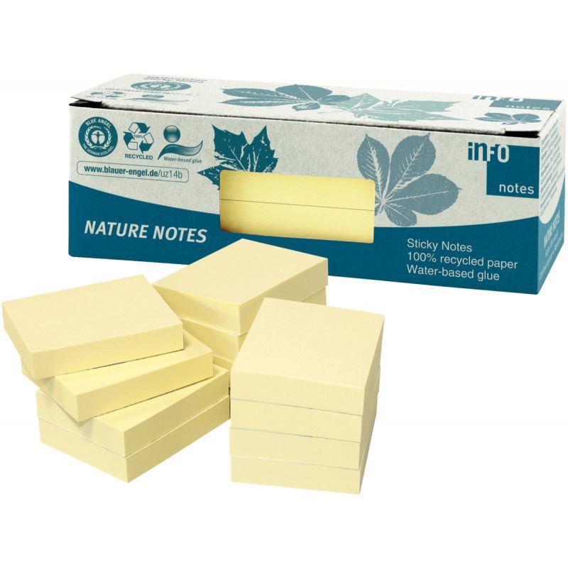 Image de  Paquet de 12 blocs de notes repositionnables de 100 feuilles recyclées 40 x 50 mm coloris jaune 