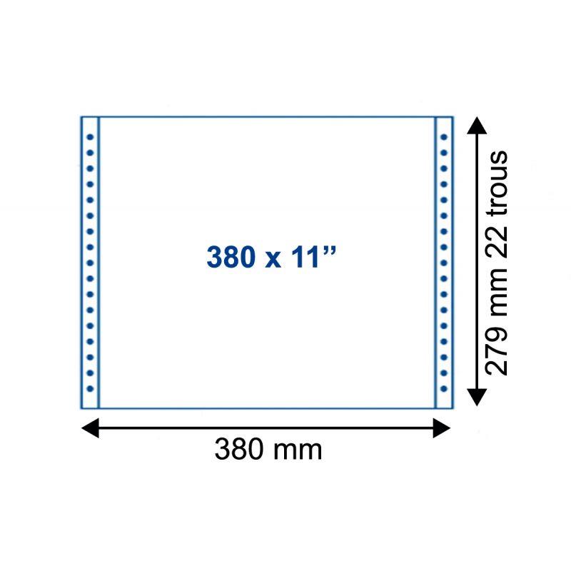 Image de  Paquet de 2000 feuilles de listing zone verte 1 pli, 70g, fixe, de format : 380 mm x 11 